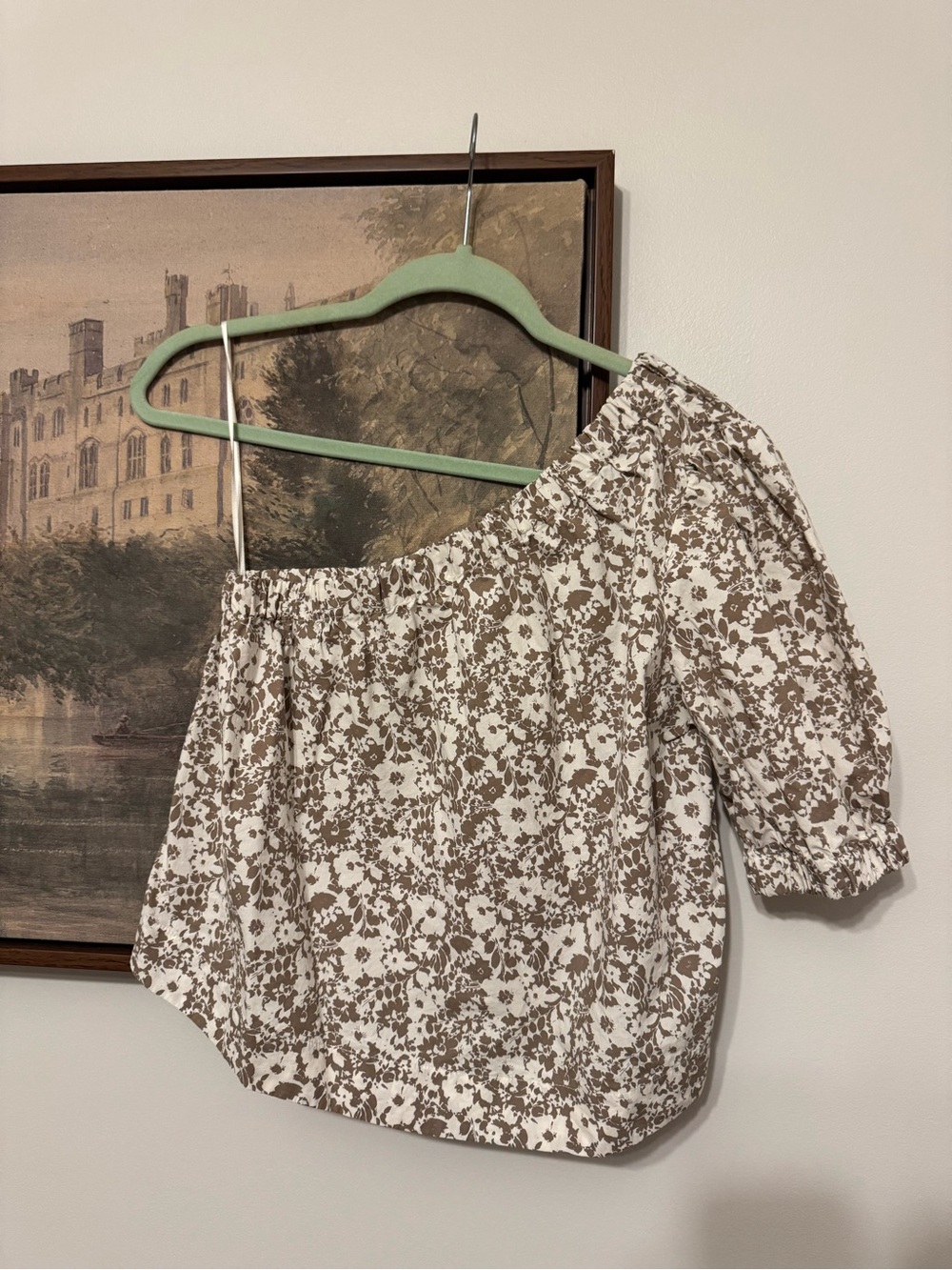 Rails One-Shoulder Floral Blouse - Cream & Brown